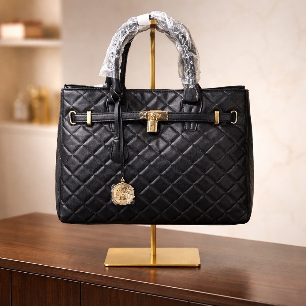 Badgley Mischka Black Quilted Tote